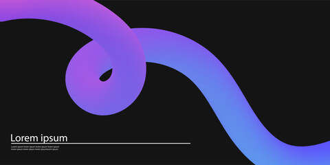 Abstract Color Background with Dynamic Gradient Line. Vector 3D Curve Ribbons in black background. Wavy colorful Graphic Design