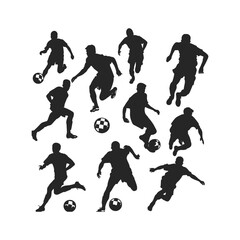 Football Silhouettes set Clipart on a white Background
