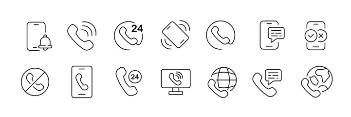 Communication and phone icon set for digital applications and web design