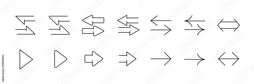 Poster minimalist arrow symbols collection for design and navigation projects