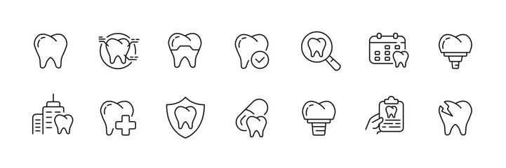 Dental icons collection for medical and health care design projects