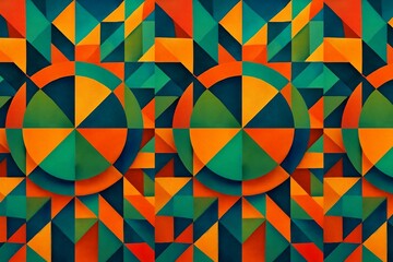 Dynamic Abstract Geometric Pattern with Vibrant Color Blocks