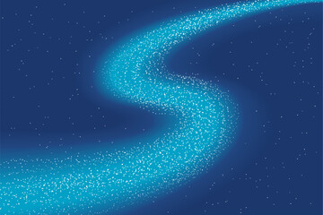 Night sky with Milky Way, little white stars on blue background. Flat style vector illustration. Abstract geometric design. Starry sky, space, cosmos, galaxy, universe backdrop, wallpaper