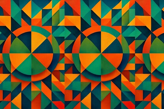 Fototapeta Dynamic Abstract Geometric Pattern with Vibrant Color Blocks