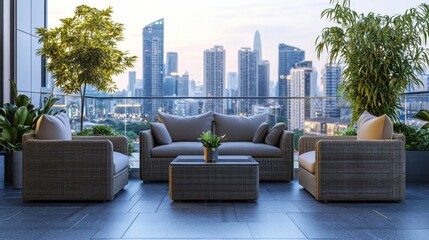 Cityscape Balcony Luxury Evening Relaxation