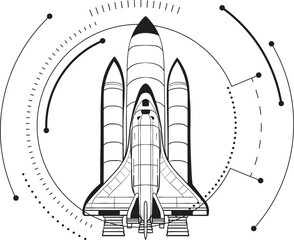 Vector Illustration of a Space Shuttle in Abstract Design