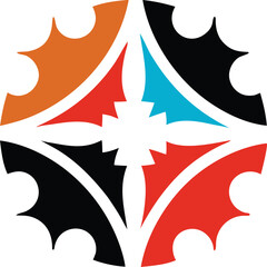 Obraz premium Abstract composition of symmetrical colored shapes with transparency for design projects