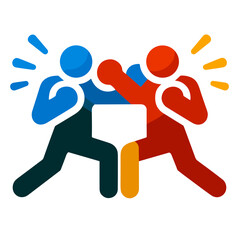 Vibrant boxing match vector illustration showcasing athletic competition and dynamic movement, transparent background, for youth sports education and team building