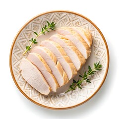 Sliced Roasted Chicken Breast on Ornate Plate