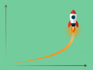 Rocket launching on green graph showing exponential growth