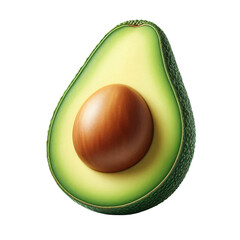 Halved avocado with pit isolated on transparent background isolated on white background