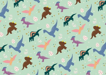 カラフルな恐竜のイラスト © Kana