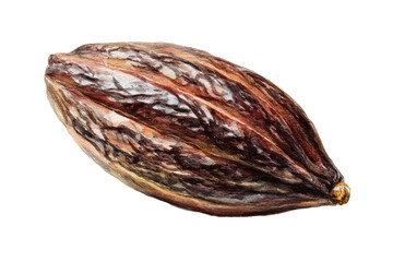 Watercolor of dried cocoa pod isolated on transparent background