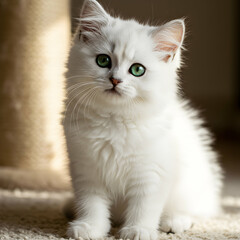 Stunning White British Shorthair Kitten Pet Photography