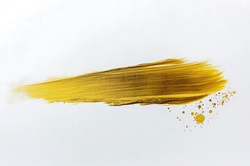 A single bold gold stroke against white, with a delicate gold blot smear trailing behind it, creating a clean and minimalist effect.