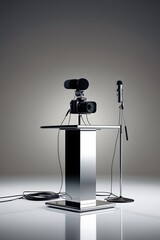 Podium with Broadcast Camera &ndash; Professional Setup for Digital Recording