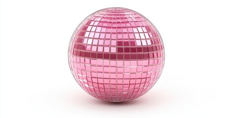Pink Reflective Disco Ball on White Background
