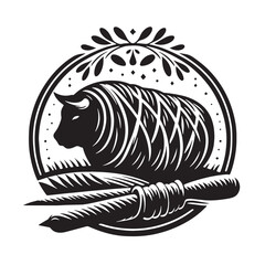 Black Beef Wellington Silhouette Vector, High Quality Illustration on White Background