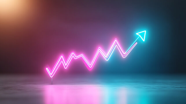 Vibrant trend analysis showcasing neon graph indicating growth and benchmarking insights