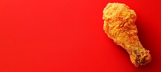 Crispy Fried Chicken Drumstick with Bold Red Branding Space
