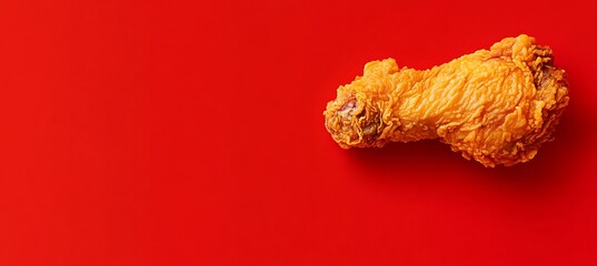 Crispy Fried Chicken Drumstick with Bold Red Branding Space