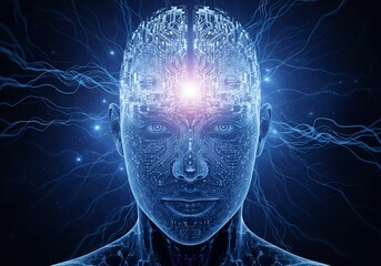 Transcendent AI Mind with Circuitry.