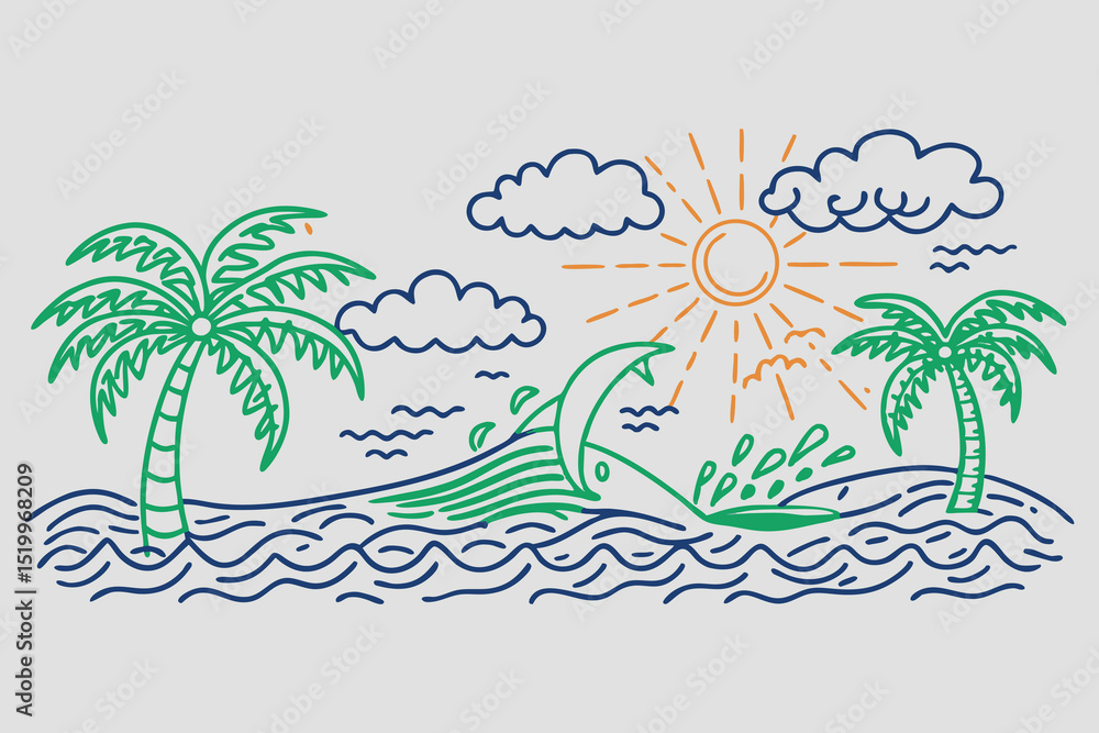 Poster bohemian style icon set hand drawn vector graphics