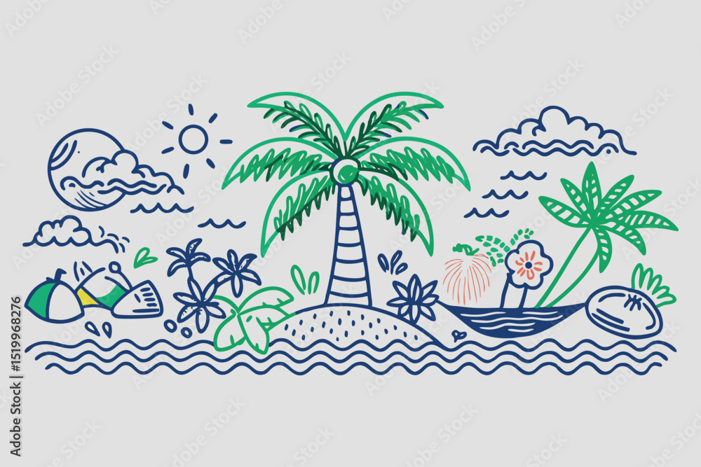 Poster bohemian style icon set hand drawn vector graphics