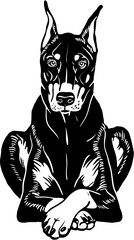 Doberman Dog, Doberman vector, Doberman illustration, Doberman head, Doberman silhouette, Doberman breed image, Doberman portrait, Doberman artwork, Doberman pet, guard dog

