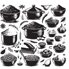 Black Biryani Silhouette Vector, High Quality Illustration on White Background