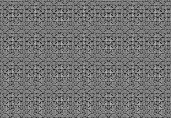 Geometric fish scale pattern from black semi-circular lines on a white background. Modern and abstract design, ideal for textiles, packaging, or minimalist backgrounds. Elegant, stylish. © FunPattern