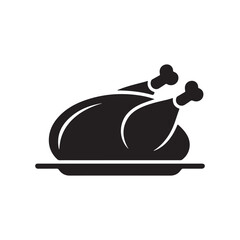 Roast turkey or chicken symbol. Chicken silhouette icon