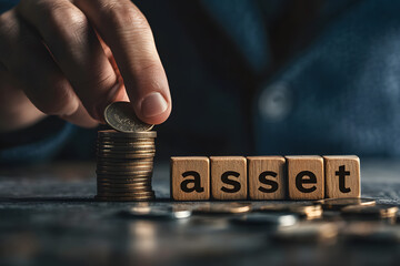 Hand holding a stack of coins