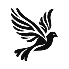 Black silhouette, dove in flight 