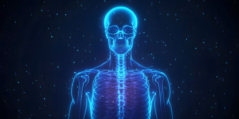 Glowing Blue Human Body Digital Art Abstract Science Background