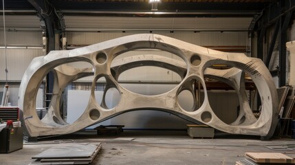 3D-Printed Concrete Architectural Masterpiece in Industrial Setting