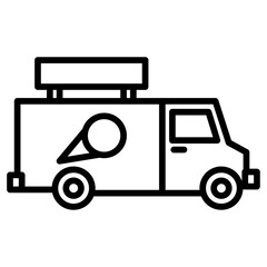 ice cream truck icon Simple thin line stroke