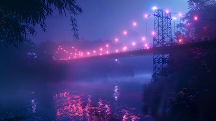 Nightfall Bridge, Serene Nightscape