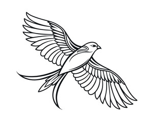 Stylized Line Art Bird in Flight Elegant Wings Design