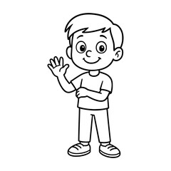 Cartoon boy, simple line drawing