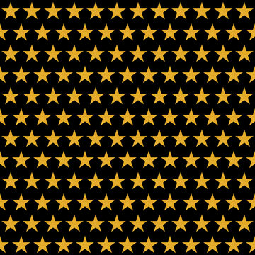 seamless pattern: golden color glitter stars against black background
