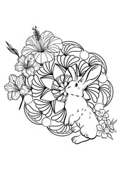 Butterflies animals and Flowers Mandala Coloring Page – Hand-drawn Line Art for Kids and Adults