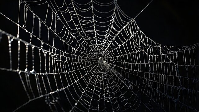 spider web with dew drops