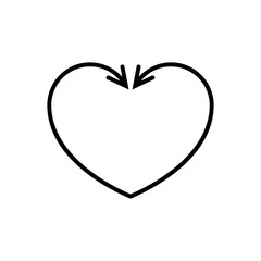 Heart shaped arrows. Thin long outline arrow. Vector illustration.