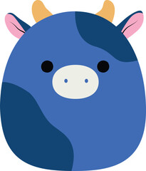 Cute Blue Cow Plush Toy Illustration