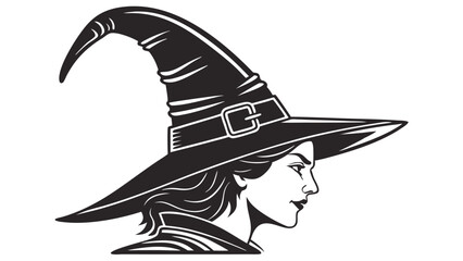 Witch silhouette vector art halloween witch hat woman profile illustration for halloween graphic design