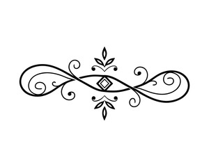 Elegant Black Swirl Design Element for Invitations