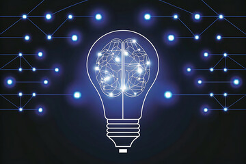 Artificial Intelligence Domination - Light Bulb Brain Idea Concept. Searching for opportunities, New ideas evolution