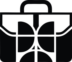 Black silhouette of a classic leather briefcase vector design with brown accents