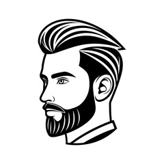 Man with beard and stylish hair silhouette isolated on transparent background
